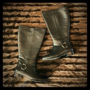 Wide Calf Black Leather Boots